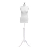 Display Guru Female Uk Size 12/14 Dressmakers Tailors Dummy Mannequin, White Torso Bust With White Wood Tripod Stand